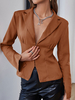 Blazer Femme Court à Col Revers avec Manches Longues Coupe Cintrée Unicolore Blazer Femme
