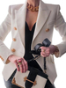 Blazer Femme Court Epaulé à Col Revers avec Manches Longues Fermeture avec Boutonnages Coupe Cintrée Unicolore