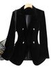 Blazer Femme Court Femme à Col Revers avec Manches Longues Coupe Cintrée avec Boutons Unicolore