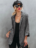 Blazer Femme Courte à Col Revers avec Manches Longues Unicolore Blazer Femme