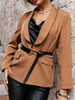 Blazer Femme Courte avec Manches Longues à Col Revers Coupe Cintrée avec Poches Unicolore Veste Blazer Femme Sans Ceinture