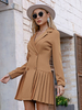 Blazer Femme Courte Robe à Col Revers avec Manches Longues Coupe Cintrée avec Boutonnages Bas Evasée Unicolore