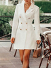 Blazer Femme Hiver à Col Revers Moulant en V Coupe Cintrée Fermeture à Boutonnages Croisés Unicolore Bas Evasée Sexy Femme