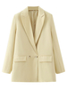 Blazer Femme Jaune Col Rabattu Manches Longues Vestes Décontractées