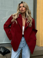 Blazer Femme Mode Col Rabattu Boutons Manches Longues Polyester Décontracté