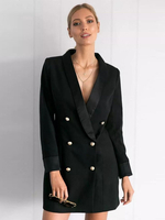 Blazer Femme Noir Blazer Veste Long Double Boutonnage