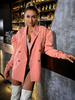 Blazer Femme Rose Chic Col Rabattu Manches Longues Polyester Pardessus