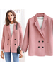Blazer Femme Unicolore à Col Revers Fermeture à Boutonnages Croisées avec Poches Veste Blazer Femme