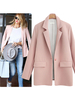 Blazer Femme Unicolore à Col Revers Fermeture à Boutons avec Poches Veste Blazer Femme