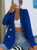 Blazer Femme Veste à Col Revers avec Manches Longues avec Boutons Unicolore