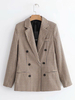 Blazer Femme Veste Chic à Carreaux Col Rabattu Manches Longues Vestes courtes à double boutonnage automne 2021