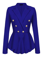 Blazer Femme Veste Militaire Manche Longue à Col Revers Double Boutonnage
