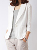 Blazer Femme Veste Printemps Automne Blanc Lin avec Boutons Veste Léger