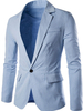 Blazer homme Casual 2021 Manche longue Veste imprimé Col à revers Bleu clair Blazer homme