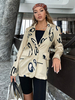 Blazer Imprimé Femme en Mousseline à Col Revers avec Manches Longues avec Boutons Bicolores Blazer Femme