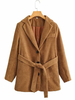 Blazer Manteau Femmes à Col Revers avec Manches Longues Fermeture avec Boutons Ceinturé à Lacets Unicolore