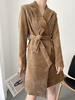 Blazer Manteau Femmes à Col Revers Ceinturé à Lacets avec Manches Longues Unicolore Blazer Manteau