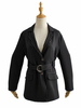 Blazer Manteau Femmes à Col Revers Imprimé Les Rayures avec Manches Longues Fermeture avec Boutons Ceinturé à Lacets Bicolores