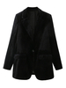 Blazer Manteau Femmes en Velours à Col Revers avec Manches Longues Fermeture avec Boutons Unicolore