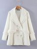 Blazer Manteau Femmes Hivers à Col Revers avec Manches Longues Unicolore avec Franges Décors Fermeture avec Boutonnages