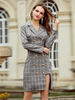Blazer Manteau Femmes Hivers Carreaux à Col Revers avec Manches Longues Fermeture avec Boutonnages Coupe Cintrée Bicolores