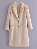 Blazer Mi-long Femme à Col Revers avec Manches Longues avec Boutons Unicolore Blazer Femme