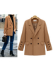 Blazer populaire pour femme mode en coton unicolore avec bouton revers cranté vêtements journaliers