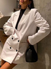 Blazer pour femme Blazers décontractés à manches longues et col rabattu blanc