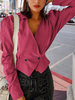 Blazer pour femme Chic col en V Boutons manches longues Polka Dot Layered Polyester Pink Jacket