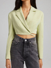 Blazer Taille Haute Femme à Col Revers avec Manches Longues Coupe Cintrée Unicolore
