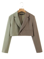 Blazer Taille Haute Femme à Col Revers avec Manches Longues Unicolore Blazer Femme