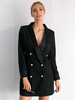 Blazer Veste Double Boutonnage Col V Robe Veste Pour Femme Manteau Chic