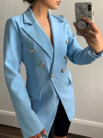 Blazer Veste Femme à Col Revers avec Manches Longues Coupe Cintrée avec Boutons Unicolore Blazer Femme
