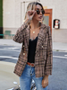 Blazer Veste Femme Imprimé Carreaux à Col Revers avec Manches Longues Coupe Cintrée avec Boutons Bicolores