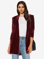Blazer Veste Femme Élégant Velours Manches Longues