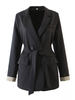 Blazer Veste Femmes à Col Revers avec Manches Longues Unicolore Ceinturé à Lacets avec Poches Fermeture avec Boutonnages