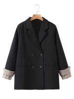 Blazer veste Femmes à Col V avec Manches Longues Fermeture avec Boutonnages avec Poches Blazer veste Femmes