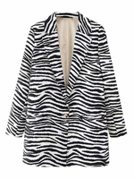Blazer veste Femmes à Col V Imprimé Animal Bicolores avec Manches Longues avec Poches Blazer veste Femmes