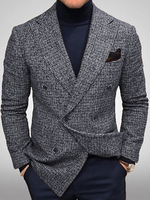 Blazers & Vestes Hommes Casual Casual Costumes Plaid Business Coffee Coffee Brown Gris Qualité Hommes