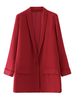 Blazers décontractés pour femmes Blazer en coton à manches longues et col rabattu rouge