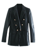 Blazers Femmes à Cuir Synthétique Vernis avec Col Revers avec Manches Longues Fermeture avec Boutonnages Unicolore