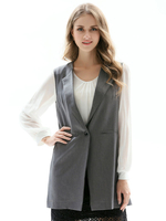 Blazers Gilets Femmes sans Manches à Col Revers Fermeture avec Boutons avec Poches Unicolore