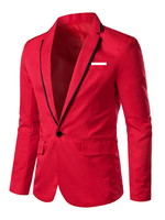 Blazers Homme Chic Rouge Un Bouton