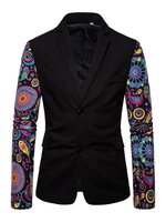 Blazers Vestes Casual Bleu Foncé Col Rabattu À Manches Longues Élégant Hommes Costumes Décontractés