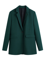 Blazers Vestes Femmes Courts à Col Revers avec Manches Longues avec Poches avec Boutons Unicolore