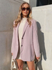 Blazers Vestes Femmes Courts à Col Revers avec Manches Longues avec Poches avec Boutons Unicolore