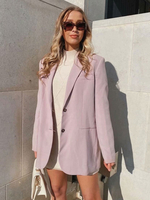 Blazers Vestes Femmes Courts à Col Revers avec Manches Longues avec Poches avec Boutons Unicolore
