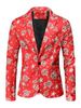 Blazers Vestes Pour Hommes Costumes Décontractés Motif De Noël Décontracté Rouge Mode Costumes Décontractés