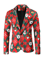 Blazers Vestes Pour Hommes Costumes Décontractés Motif De Noël Rouge Élégant Costumes Décontractés