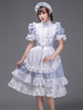 Bleu ciel clair rétro Costumes femmes volants Polyester tunique robe chapeaux Vintage Marie Antoinette Costume 18ème siècle Costume